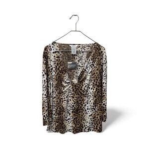 George woman 1X cheetah print new with tags popover top stretchy
